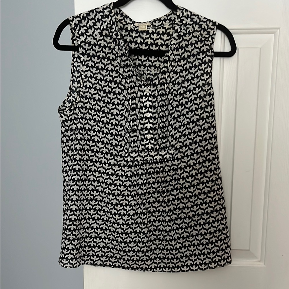Sleeveless Navy & White Printed Women's Top